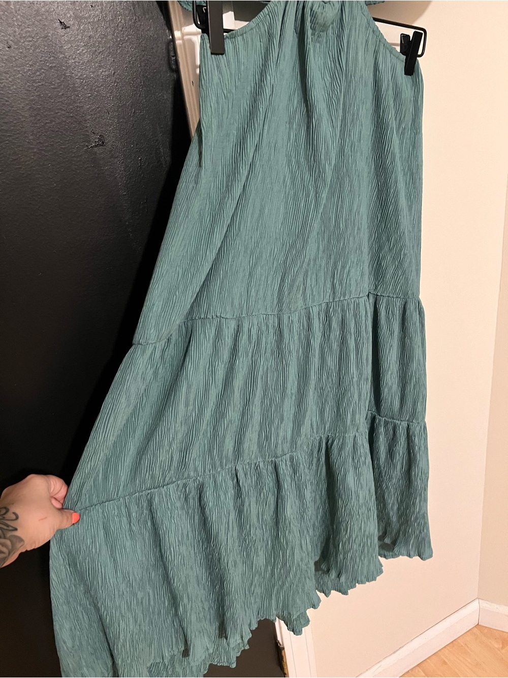 NWOT Urban Outfitters Esmee Teal Halter Cutout Midi Dress - Size Large - Picture 10 of 11